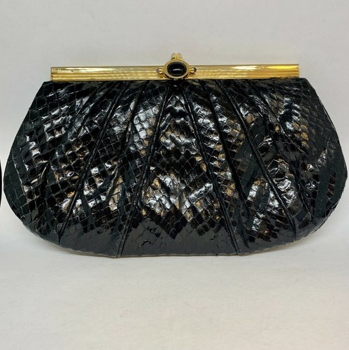 Judith Leiber Black Snakeskin Evening Bag - Picture 2 of 4