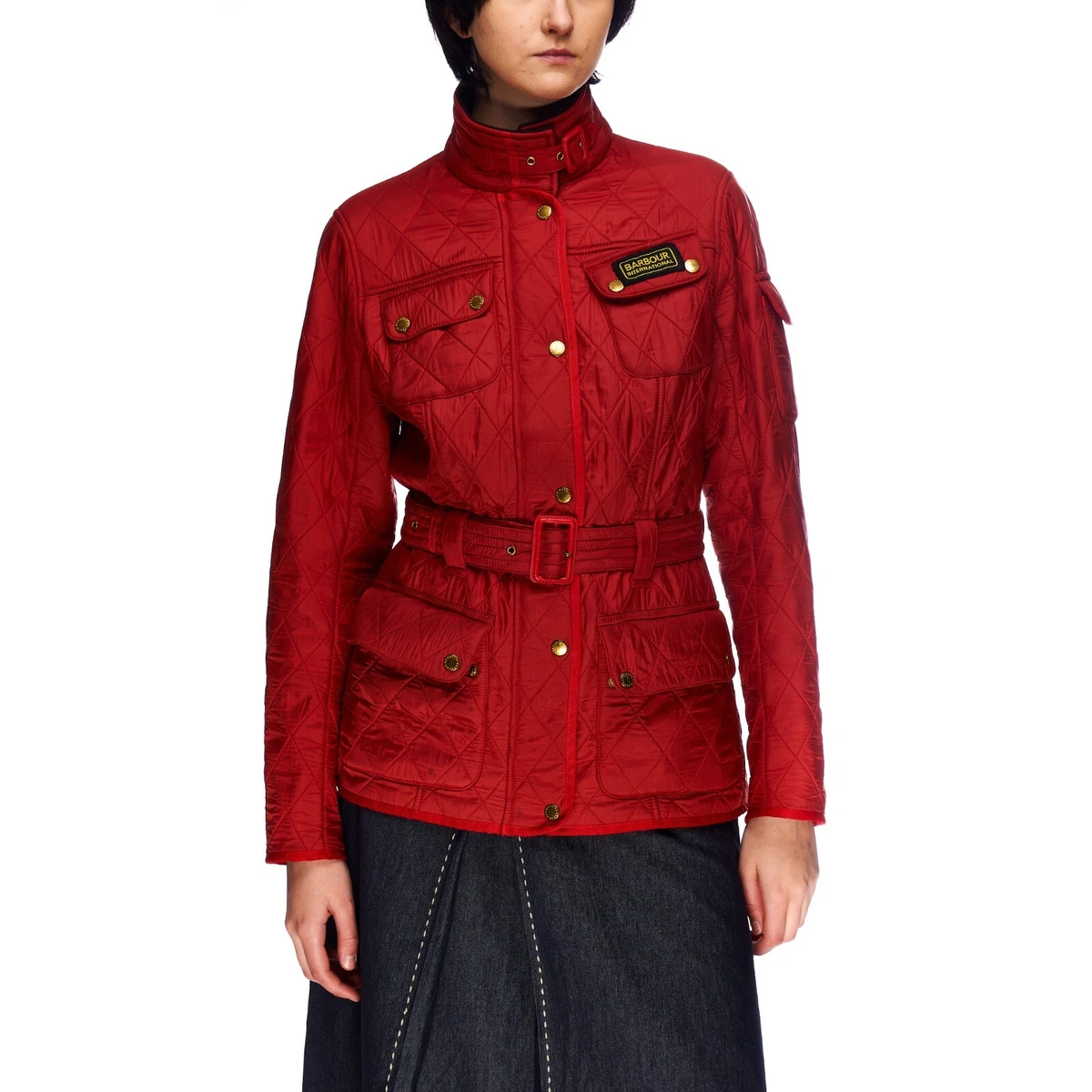 BARBOUR International Red Multipocket Quilted Jacket Size UK 12 US