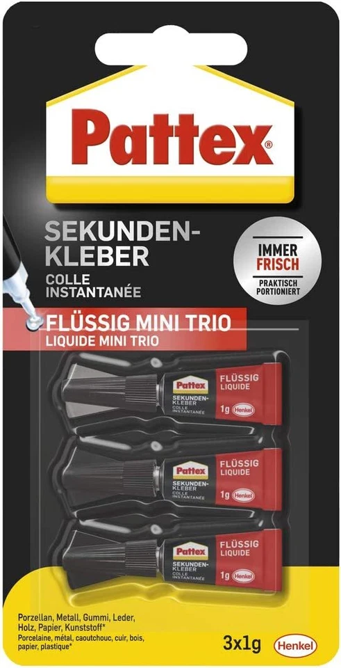 PATTEX 9H PSMT3 MINI TRIO FLÜSSIG 3x1g - SEKUNDENKLEBER - 3 g - HENKEL # NEU OVP
