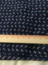 Woven light weight polyester fabric-navy with pink  lavender design 2 yds x 45"