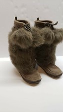 GapKids brown faux suede pompoms winter boots girls size 2