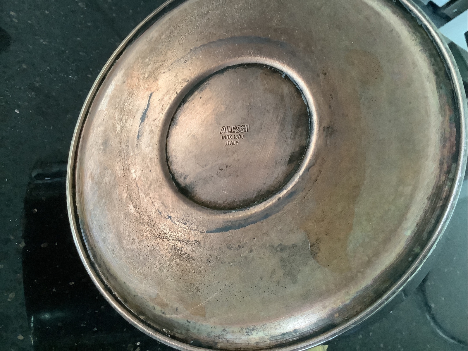 Alessi Tea Kettle 9091 Induction with Melodic Whistle Copper Bottom