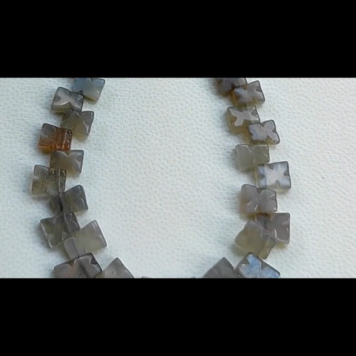 Natural Grey Moonstone Gems 6 to 10 mm Size hand Carved Beads 7" Strand - Video 1 of 1