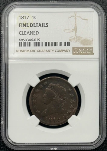 1812 1c Large Date Classic Head Large Cent NGC Fine, Nice Early Large Cent