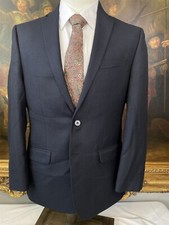 Calvin Klein 38R Black Herringbone Flannel 2Btn Blazer Jacket Sport Coat