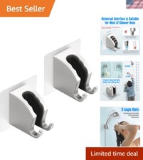 Brushed Nickel Handheld Shower Head Holder with 2 Strong Adhesive Hooks - 2 Pack