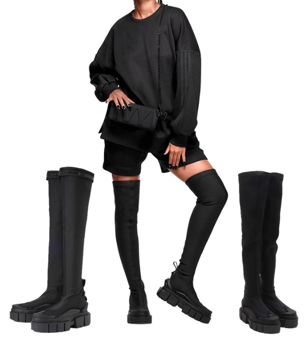 adidas IVY PARK Logo NOIR Triple Black Long Boots Beyonce adidas IVY PARK Logo NOIR Triple Black Long Boots Beyonce