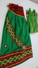 Handmade Rajasthani Ethnic Chaniya Kurti Set Green/Red Medium Size New