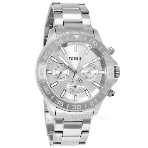 FOSSIL Bannon Mens Multifunction Watch Silver Dial Day Date Stainless Steel Band - Picture 4 of 8