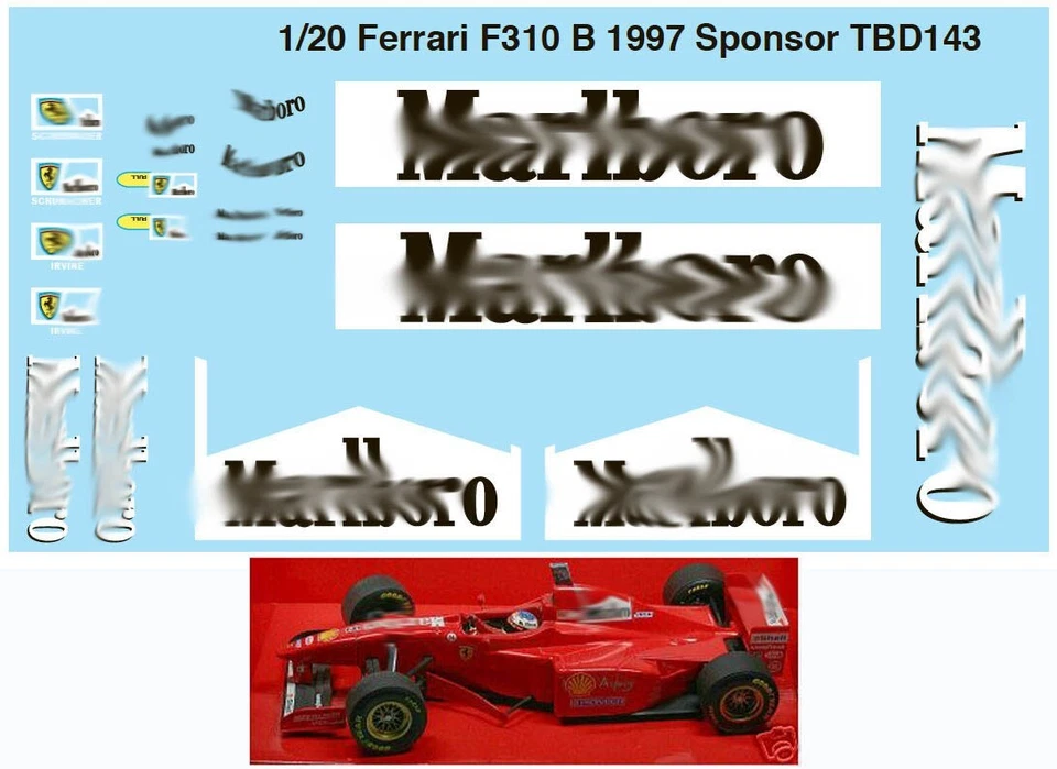TBDECAL&MODELS 1/20 Decals per FERRARI Schumacher F310B 1997 TBD143