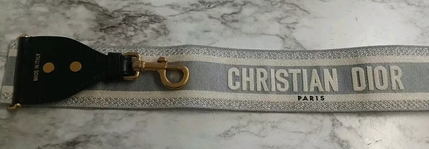 Sac bandoulière Christian Dior logo brodé bandoulière noir/crème et cuir ultra mat