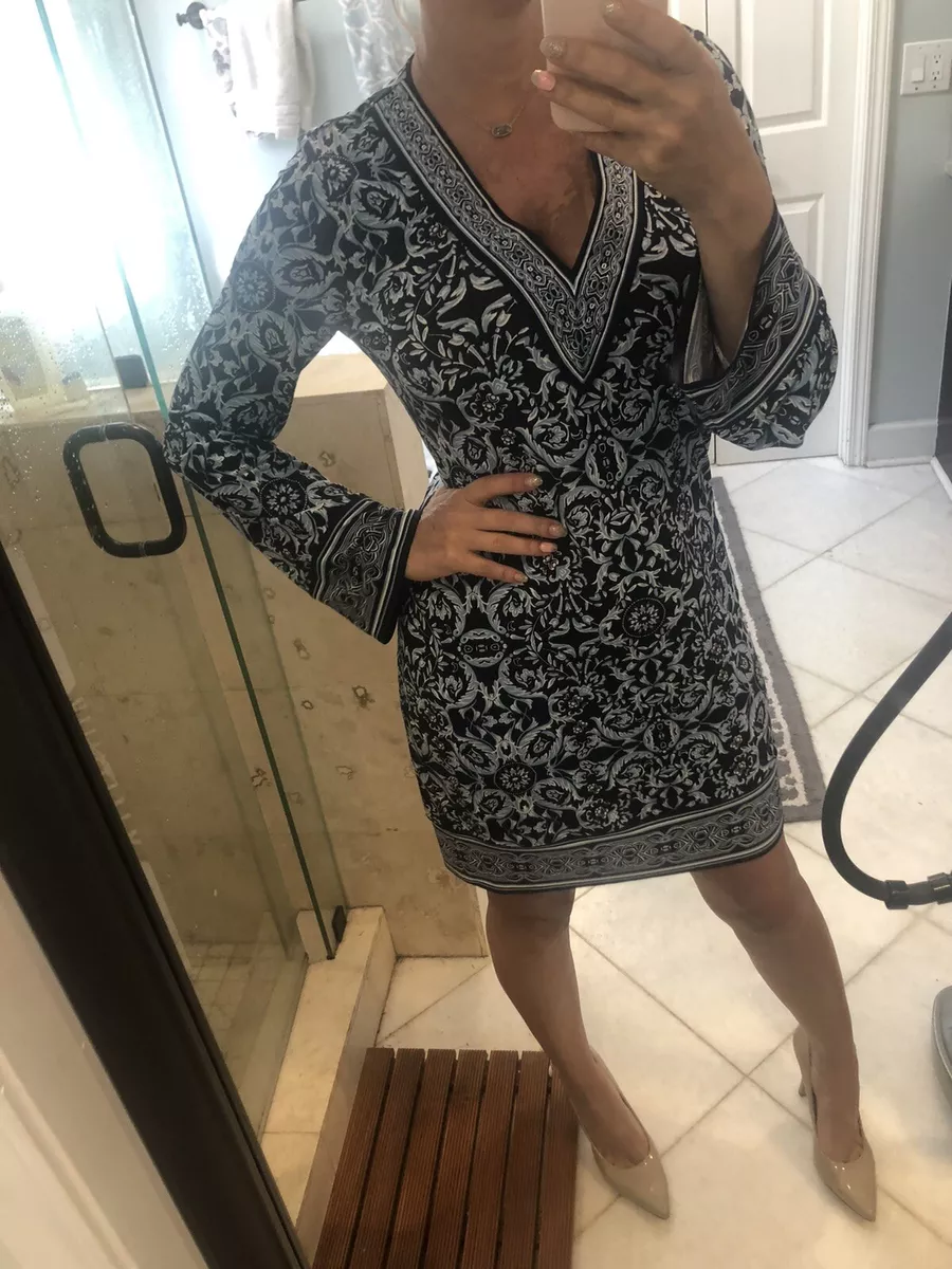 White house black market embroidered dress cheap