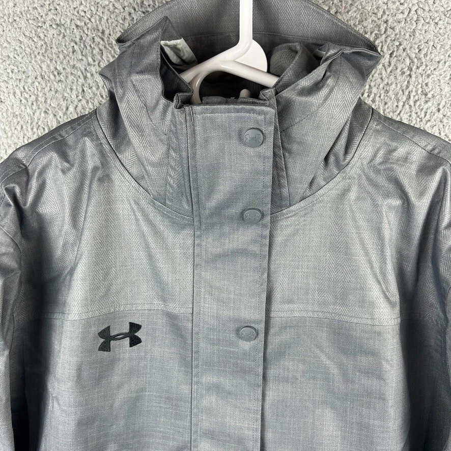 Chaqueta de lluvia impermeable Under Armour Armourstorm para hombre 2XL gris con capucha 1248589 MNF Foto 2 de 4