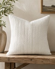 Pottery Barn White Textured Cotton Pillow Cover 24x24  Woven Throw Sham Euro