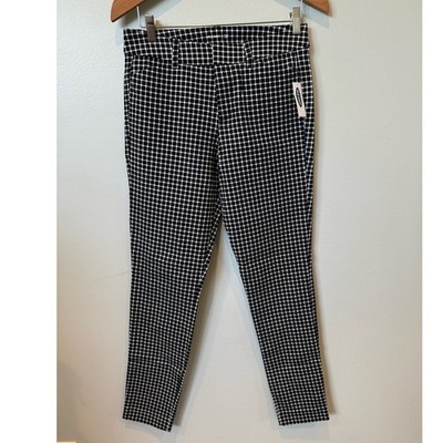 Old Navy Black White Plaid Mid Rise Pixie Pants Women 4 Tall NWT Career Corpcore