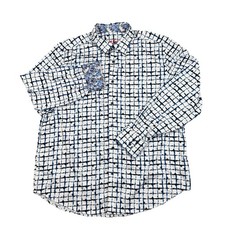 Robert Graham Shirt Men’s XXL White Geometric Sugar Skull Flip Cuff Abstract