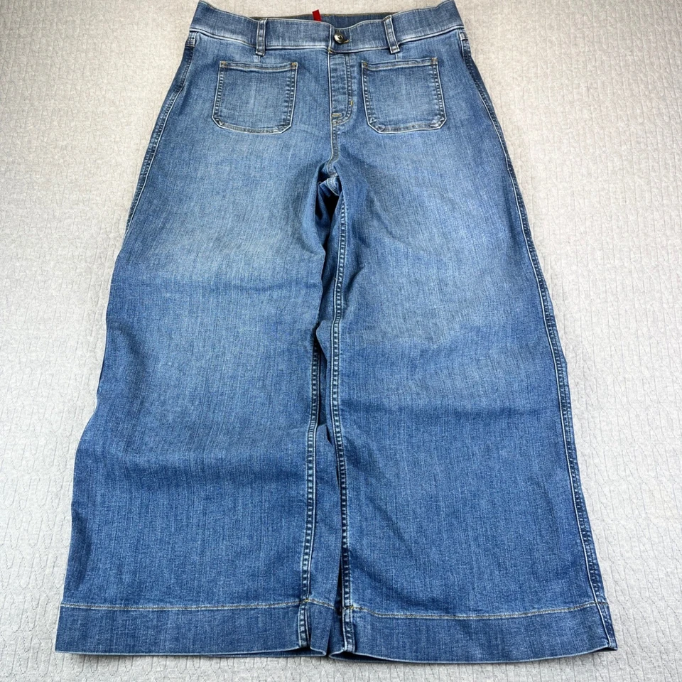 SPANX Baggy Wide Leg Cropped  Dress Jeans Women L (31X25) high-rise medium Wash - Image 2 of 4