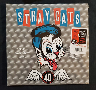*Original INDIE EXCLSV POSTER* Stray Cats 40 LTD EDTN LP Red/Blue Splatter VINYL