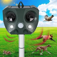 Upgraded Solar Ultrasonic Animal Repellent Dog Cat Skunk Deer Raccoon For Garden