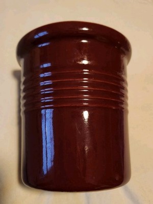 Pampered Chef Burgundy Heritage Stoneware Kitchen Utensil Crock w/ Insert Liner