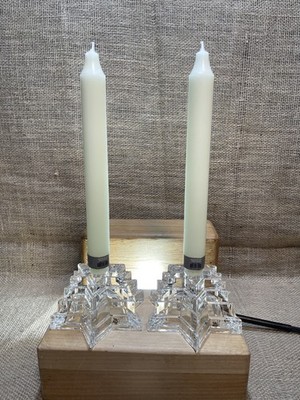 Pair of WMF Brilliant Stacked Lead Crystal Star of David Candlestick Holders