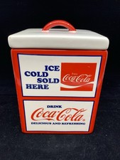 Square Coca-Cola Cannister 2008 Pacific Enterprises 7" Tall Porcelain Storage