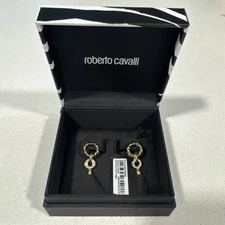 roberto cavalli earrings 14k  Gold Plated