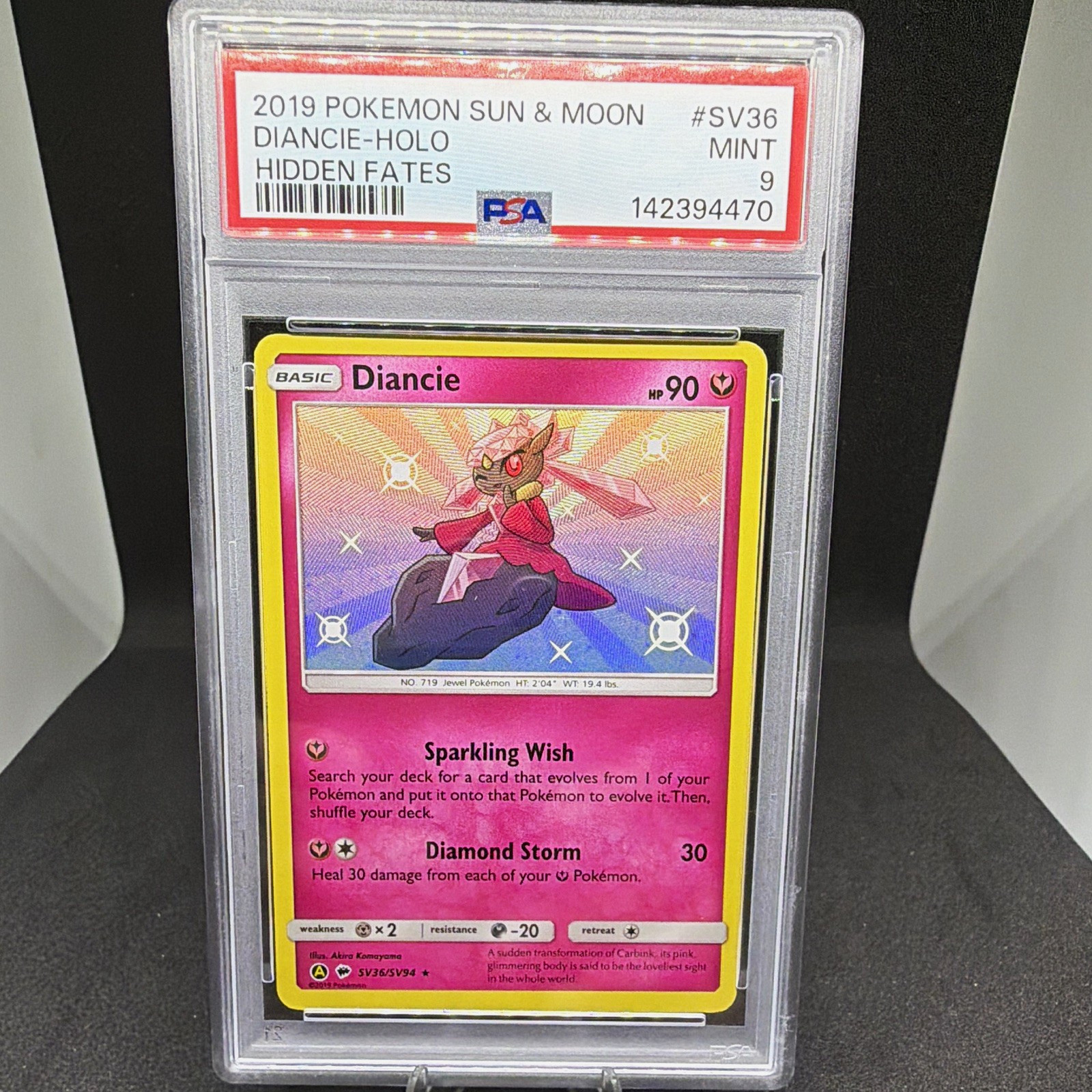 Pokemon 2019 Hidden Fates Shiny Vault Diancie SV36/SV94 Holo PSA 9