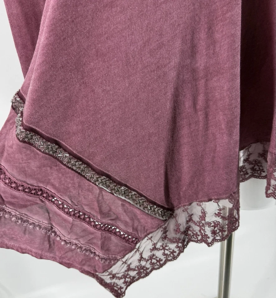 Top túnica Dantelle púrpura malva para mujer talla XL dobladillo asimétrico encaje adornado Foto 2 de 4