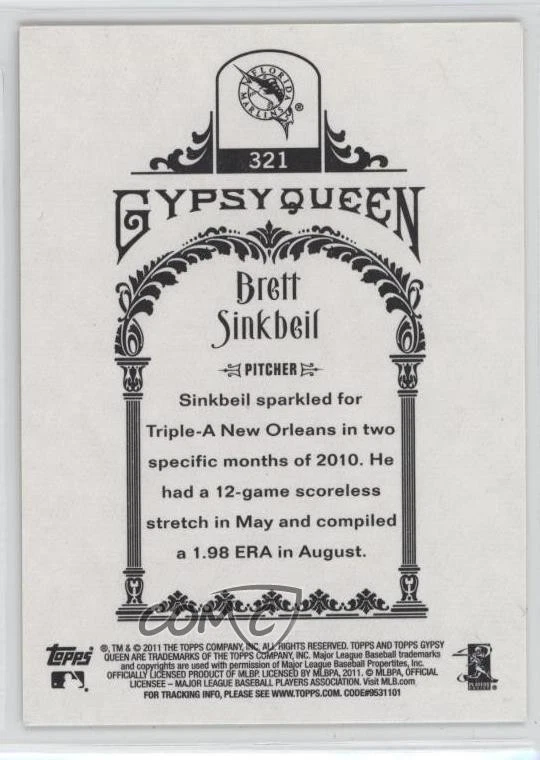 2011 Topps Gypsy Queen Brett Sinkbeil #321 Rookie RC - Image 2 of 2