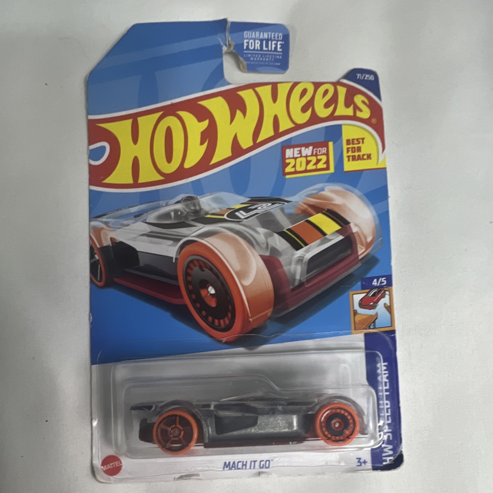 Hot Wheels Mach It Go HW Speed Team Gray Orange Diecast Car 1:64 Scale 2022