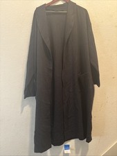 George Men's Robe Black Bathrobe Bottom Pockets Square Box Design L/XL