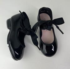 Capezio Little Girl's Jr. Tyette Black Patent PVC Dance Tap Shoes Size 6.5