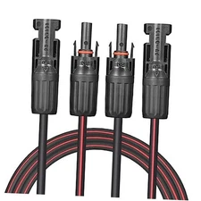 Solar Cable 10 Feet 2x12 AWG Twin Wire Solar 10FT Connectors on both ends 12AWG