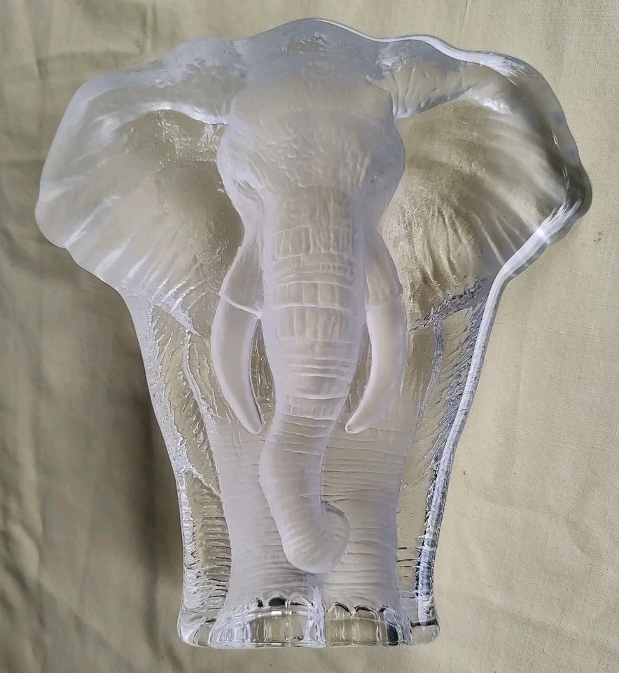 8" Cristal Plomo Elefante por Artista Alfombrillas Jonasson Pisapapeles Arte Suecia Firmado Foto 4 de 4
