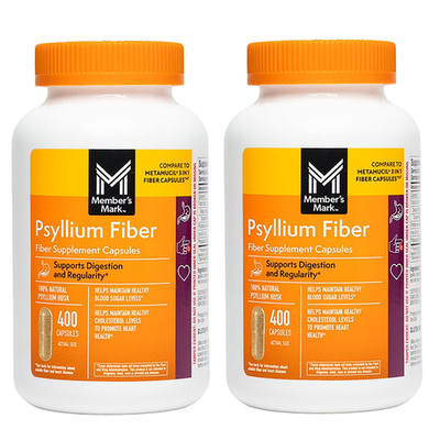 2 Pack - Member's Mark Fiber Capsules 100% Psyllium 400 ct (Total 800)