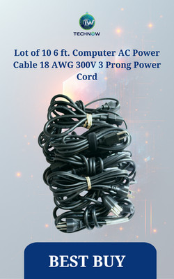 Lot of 10 6 ft. Computer AC Power Cable 18 AWG 300V  3 Prong Power Cord
