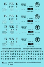 K4 O Scale Decals Detroit, Toledo and Ironton Sand Covered Hopper Black DT&I