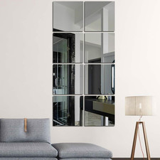 12 Pcs Self Adhesive Acrylic Mirror Tiles,10 x 15cm/4" x 6" Frameless Mirror ...