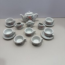 VTG Floral Child's 17 pc Tea Set Porcelain Tea Party Miniature Doll House. T-68