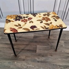 Vintage Floral Coffee Table - Side Mid Century Dansette Atomic Legs - Retro MCM