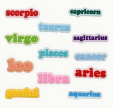 ZODIAC SIGNS SHOE CHARMS FOR CROCS-12 PCS-NEW