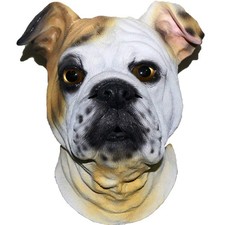 Halloween English Bulldog Mask Latex Animal Dog One Size, Multicoloured