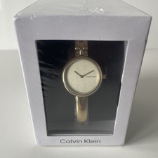 Image of Calvin Klein Bangled Analogue Watch Gold Plated Stainless Steel 25200279 Boxed