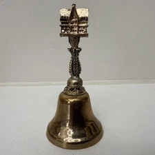 Vintage Brass Dinner Bell Textured Shop Handle 3.5in Patina