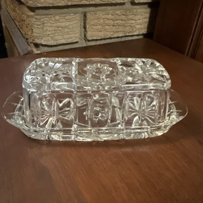 Vintage Anchor Hocking Covered Butter Dish Star Of David EAPG Prescut