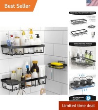 3-Pack Shower Caddy Basket Shelf with Soap Holder, No Drilling Traceless Adhe...