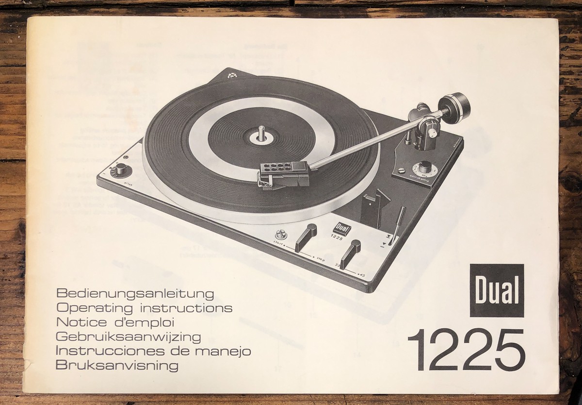 Dual Model 1225 Record Player / Turntable Owners / User Manual *Original*