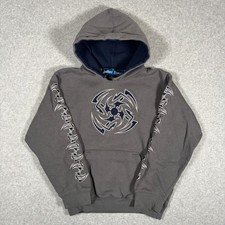 Vintage Silver Point Y2K Hoodie Youth Small Gray Embroidered Tribal Graphic