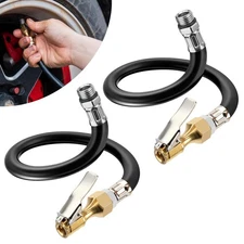 Tire Inflator Extension Hose 15.7" Detachable Quick-Connect Gourd Head Air Chuck